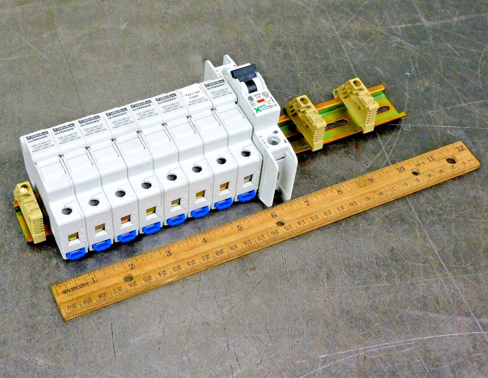 Eaton FAZ-C15/1-NA-SP Circuit Breaker w/ Shawmut USCC1-B-213441 Fuse Holder Rail