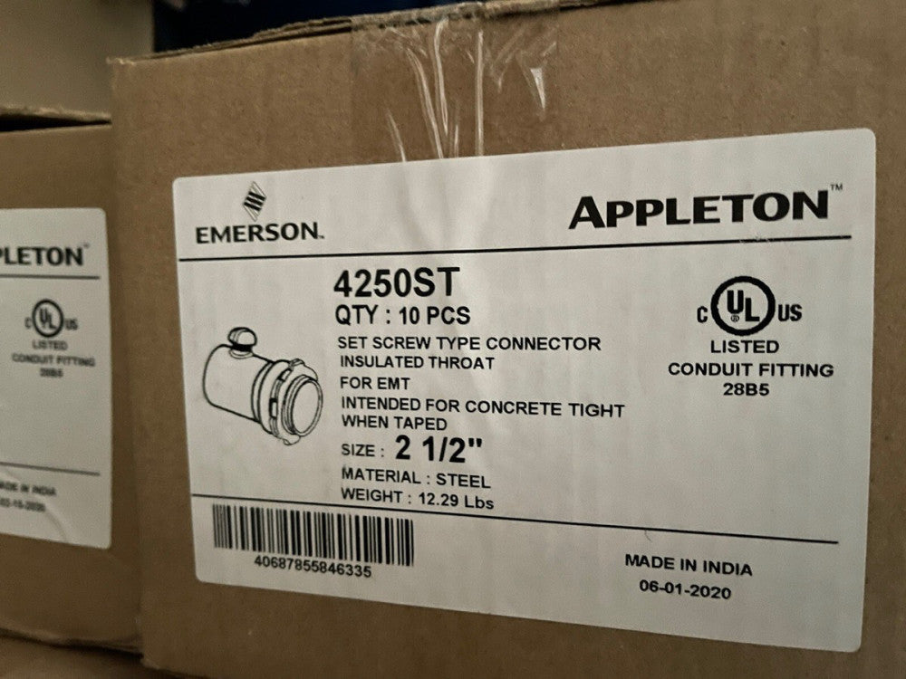(CASE OF 10) EMERSON APPLETON 4250ST SET SCREW TYPE CONNECTOR 2-1/2"