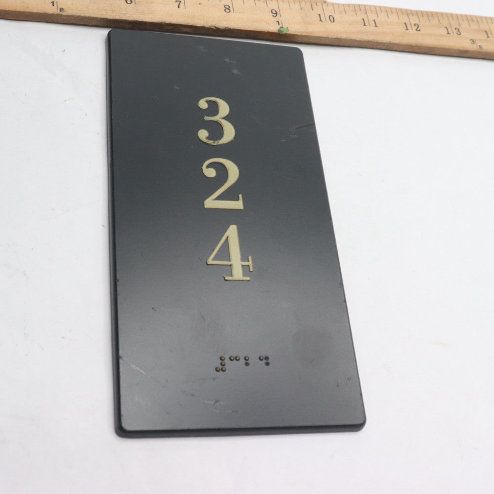 Room Number Sign w/ Symbol 324 4" x 8" - Damaged