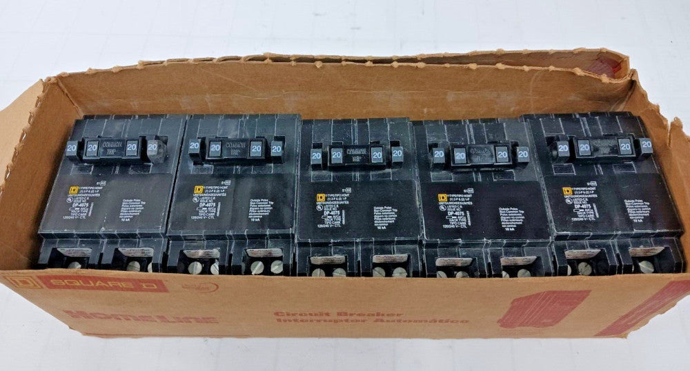 NEW SQUARE D 20 AMP CIRCUIT BREAKER QUAD POLE 120/240 VAC HOMT2020220CP 5PC