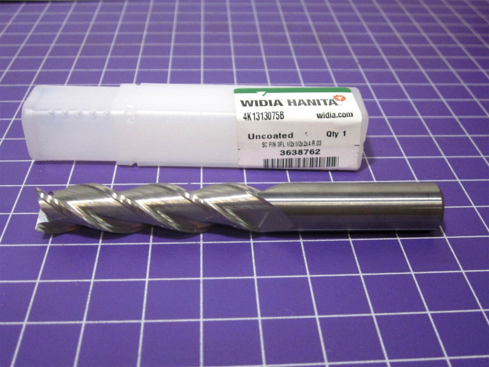WIDIA HANITA (3638762) 1/2" 3F Carbide Corner Radius End Mill 1/2 x 2 x 1/2 x 4