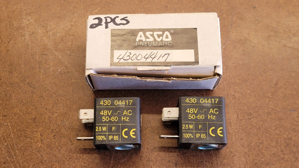 Lot of 2 Asco 430 04417 Solenoid Valve Coils 48VAC