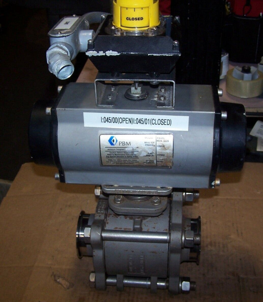 PBM 3" STAINLESS SANITARY PNEUMATIC ACTUATED BALL VALVE CF3M  PABTL453S-0225