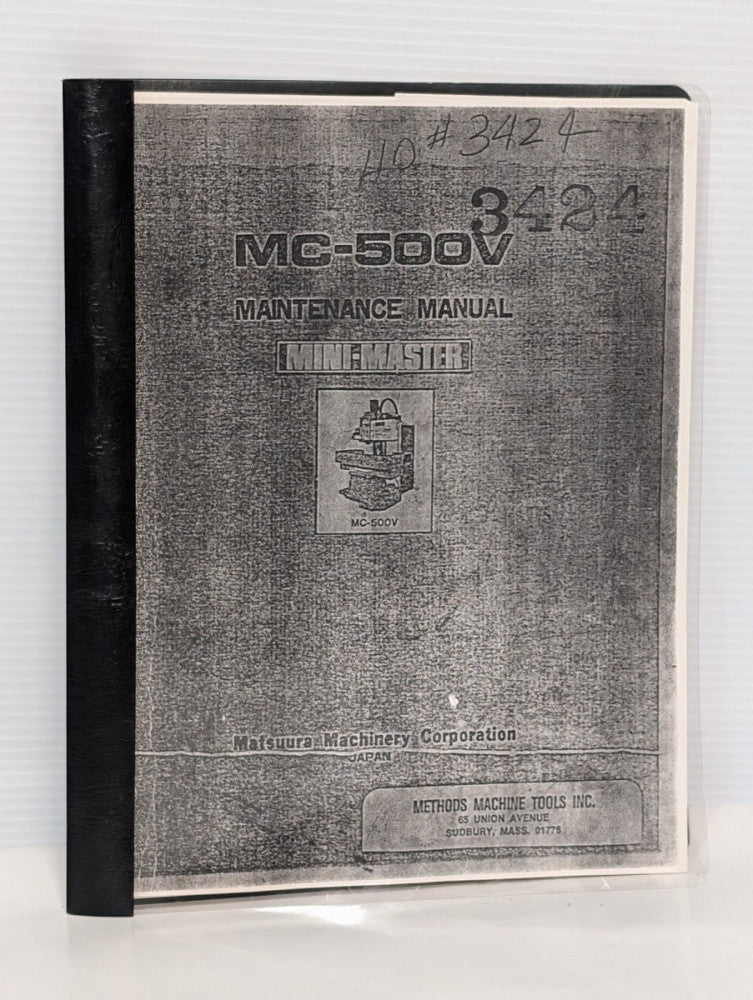 Matsura Machinery Corp. MC-500V Mini-Master Spindle Maintenance Manual, as shown