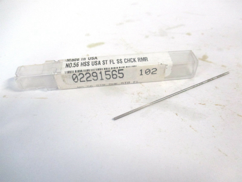 (433-0.0465) #56 x 1/2" x 2-1/2" OAL 4-Flute Straight Shank HSS Chucking Reamer 