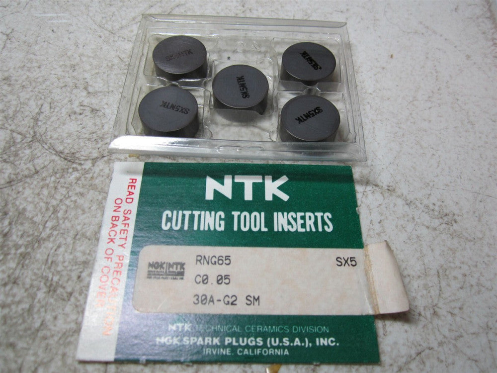 NTK SX5 RNG65 C0.05 30A-G2 SM Ceramic Cutting Tool Inserts - Pack of 5
