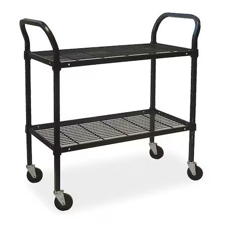 Zoro Select 2Hdh9 Wire Cart,2 Shelf,36X24x39,Black