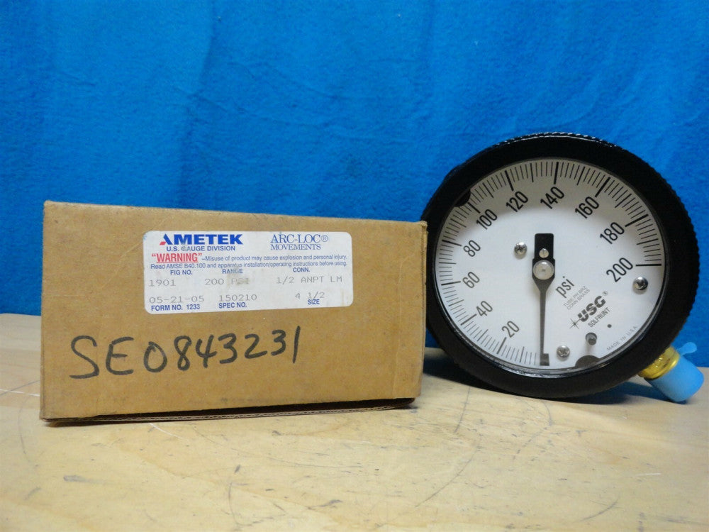 AMETEK - GAUGE - 160 PSI - SIZE 4½ - PART NUMBER 1901 - SPEC # 155209 - NEW