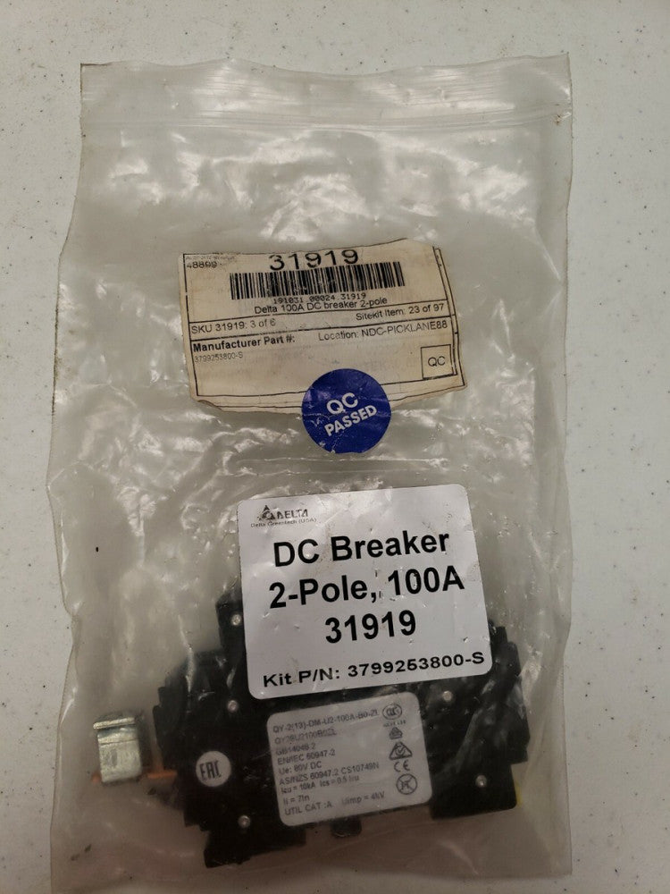 NEW OLD STOCK CBI QY28U2100B0ZL Breaker 1/pkg 100A 80V 2P 10kA Delta 