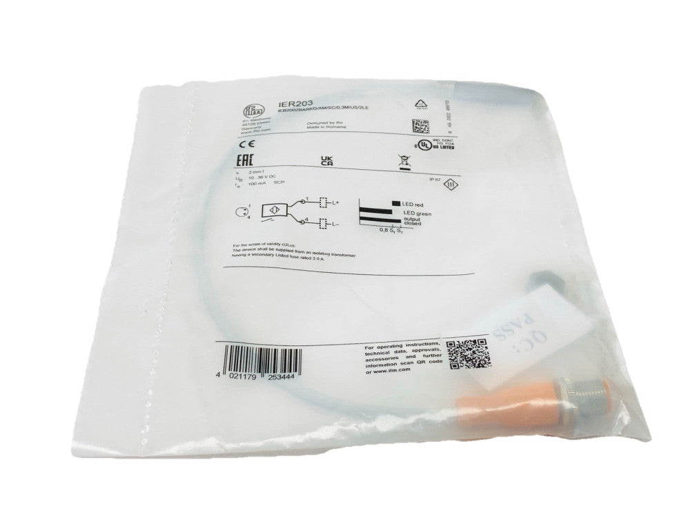 IFM IER203 Inductive Full Metal Sensor IEB2002BARKG/AM/SC/0,3M/US/2LE