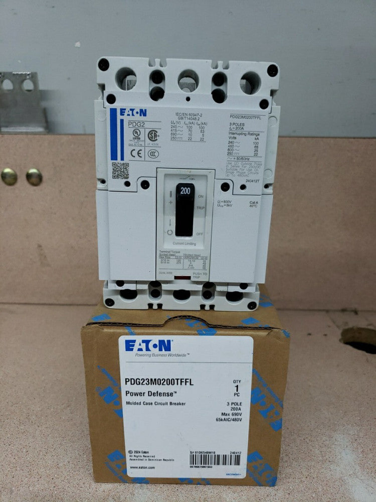 Eaton PDG23M0200TFFL 3 Pole 200 Amp 600 Volt 65kA@480V Circuit Breaker New!