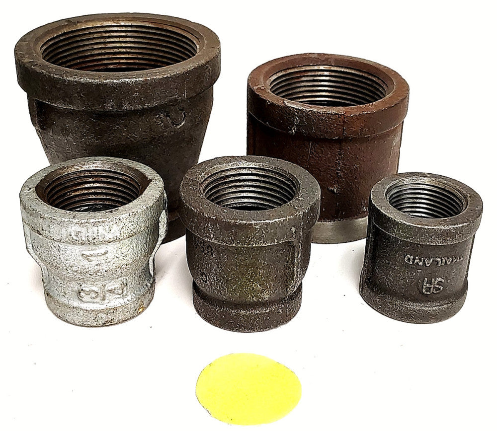 ASSORTED LOT OF COUPLINGS IN VARIOUS SIZES STEEL & CAST IRON **LOT OF 5**