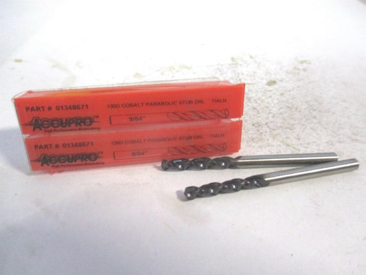 (1630347A-AC) 9/64" 130° Parabolic Flute Cobalt Screw Machine Drill Bit - Qty 2
