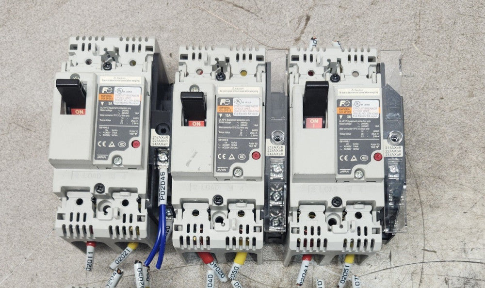 USED LOT OF 3 FUJI ELECTRIC CIRCUIT BREAKER BW50RA GU-2P003