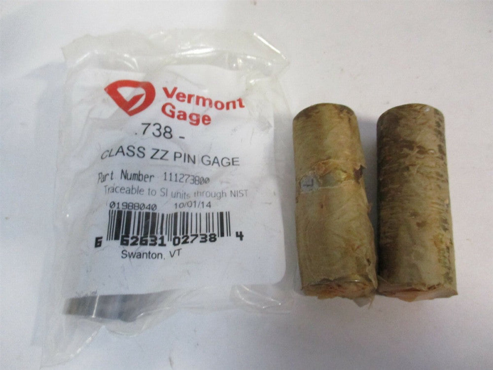 Vermont Gage (111273800) 0.738" Diam Class ZZ Minus Plug & Pin Gage - Lot of 3