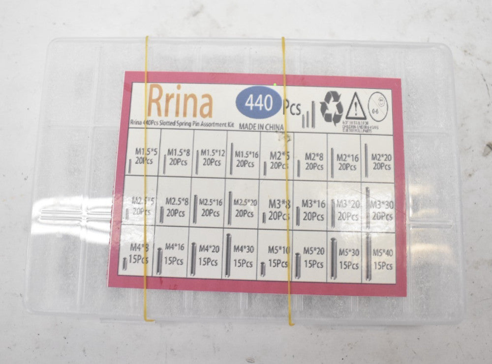Rrina 440 Piece Slotted Spring Pin Assortment Kit Split Expansion Dowel Roll