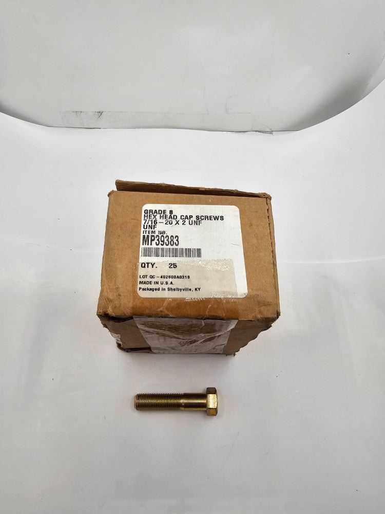 (25 pieces) MP39383 Hex Head Cap Screws Grade 8 Yellow Zinc 7/16"-20 x 2" UNF