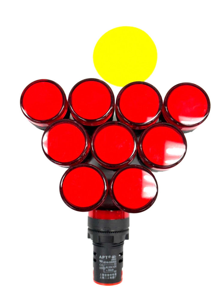 APT 20 MM RED LED PILOT INDICATOR LIGHT AD-16-22D/S22 LOT OF 10