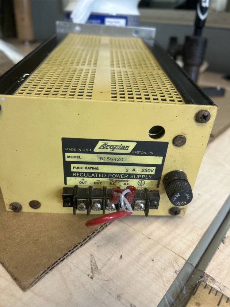 USED ACOPIAN POWER SUPPLY B15G420 1-1/2A A AMP 250V  15.5Vdc OUTPUT SHIPS FREE!