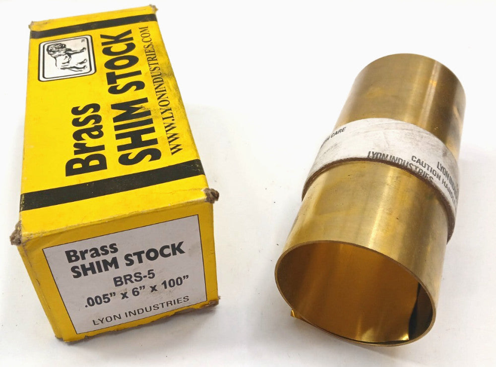 LYON INDUSTRIES BRASS SHIM STOCK BRS-5 .005 X 6 X 100 IN. GRADE 260 GAUGE .005