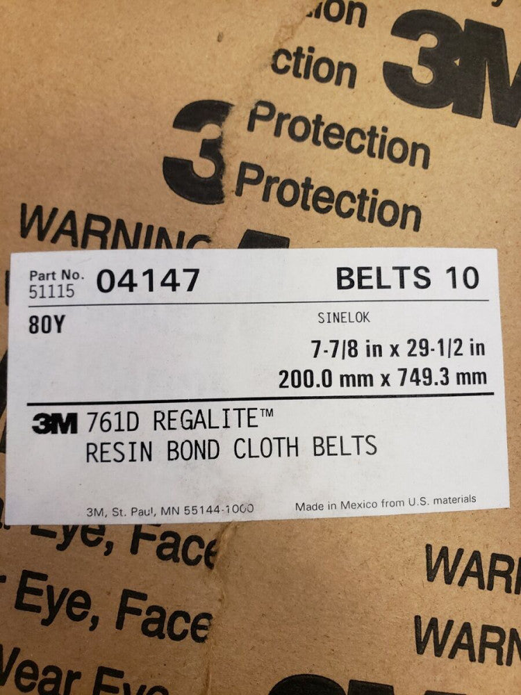 3M Regalite Resin Bond Cloth Belt 04147, 7.875 in x 29.5 in 80Y Grit 10 PACK