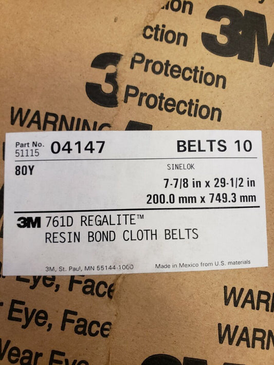 3M Regalite Resin Bond Cloth Belt 04147, 7.875 in x 29.5 in 80Y Grit 10 PACK