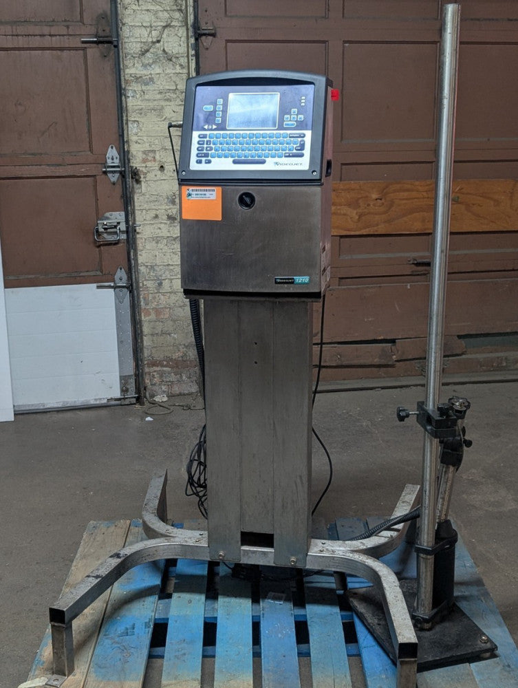VideoJet 399030 Model 1210 Ink Jet Coding Machine Printer w Components On Stand