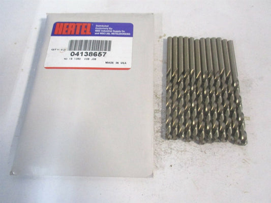 (04138657) #18 135° Cobalt 2-1/8" x 3-1/4" OAL Jobber Drill - Pack of 12
