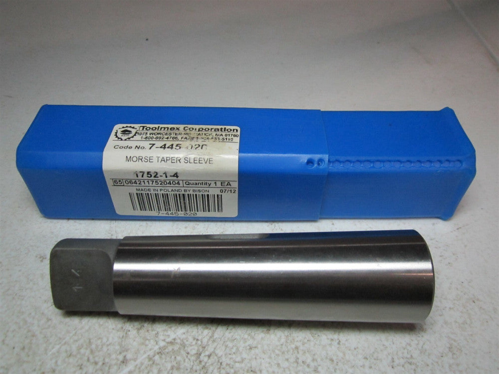 TMX (7-445-020) 1" MT Hole 4" MT Shank 4-7/8 OAL Morse Taper Sleeve