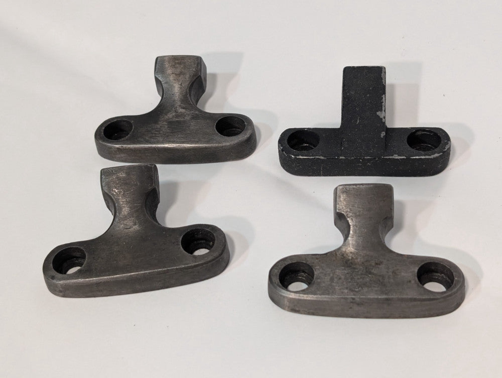 Lot of 4: H-123 and other steel machinist table stop brackets hold down mounts