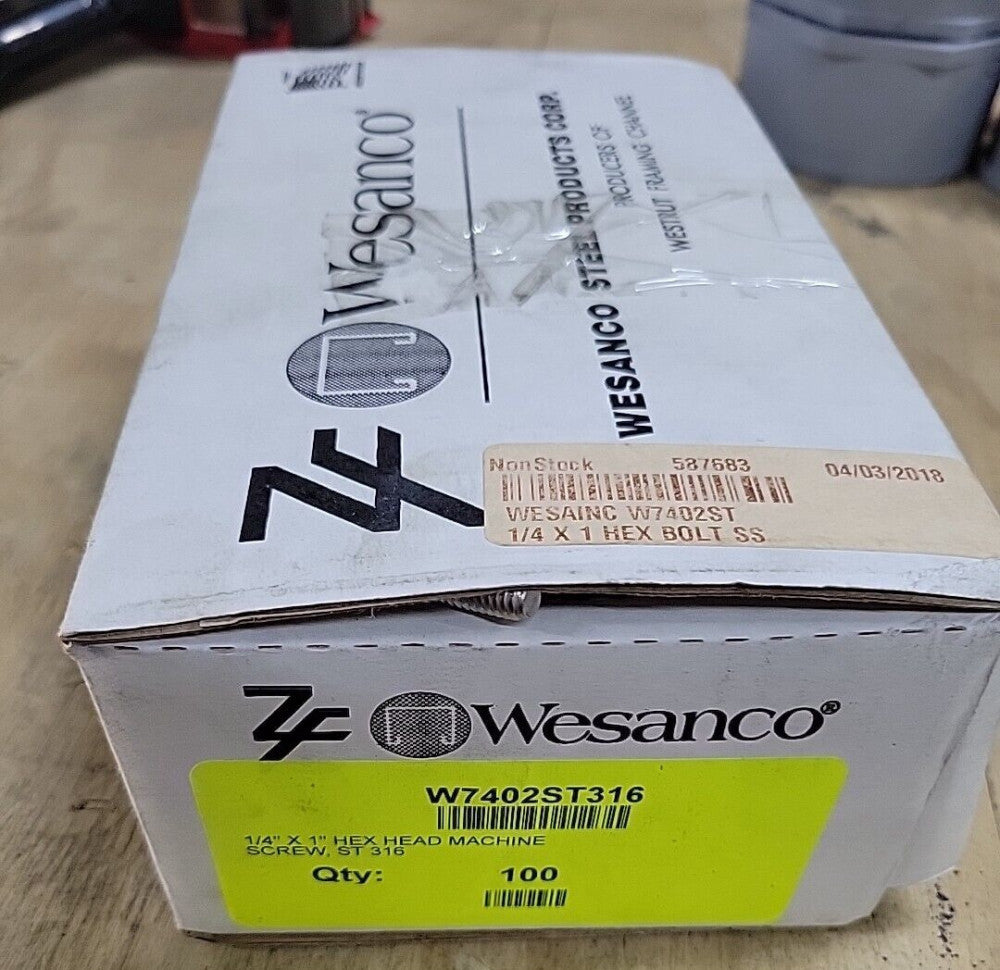 New Wesanco W7402ST316 1/4" 1 BOX OF 100