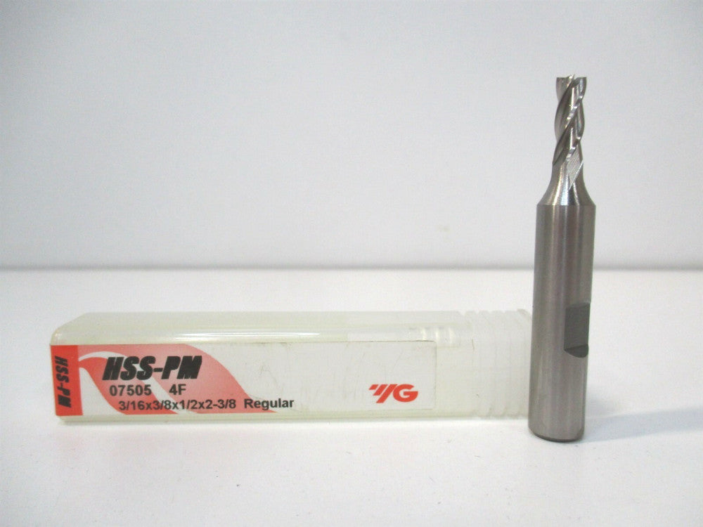 YG-1 (07505) 3/16" x 3/8" x 1/2" x 2-3/8" OAL Powdered Metal 4-Flute End Mill 