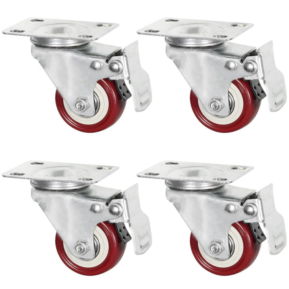 2 Inch Swivel Casters with Brakes, Heavy Duty Plate Casters No-Marking Quiet ...