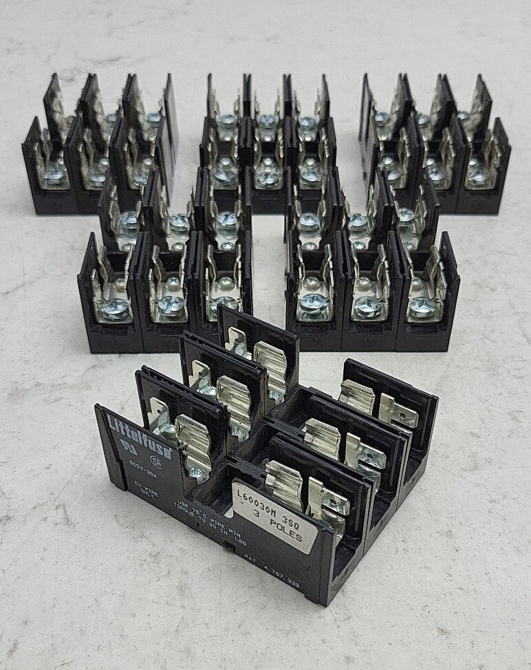 6 Pack Littelfuse L60030M-3SQ Fuse Blocks 3 Pole 30 Amp 600V Screw Terminal Used