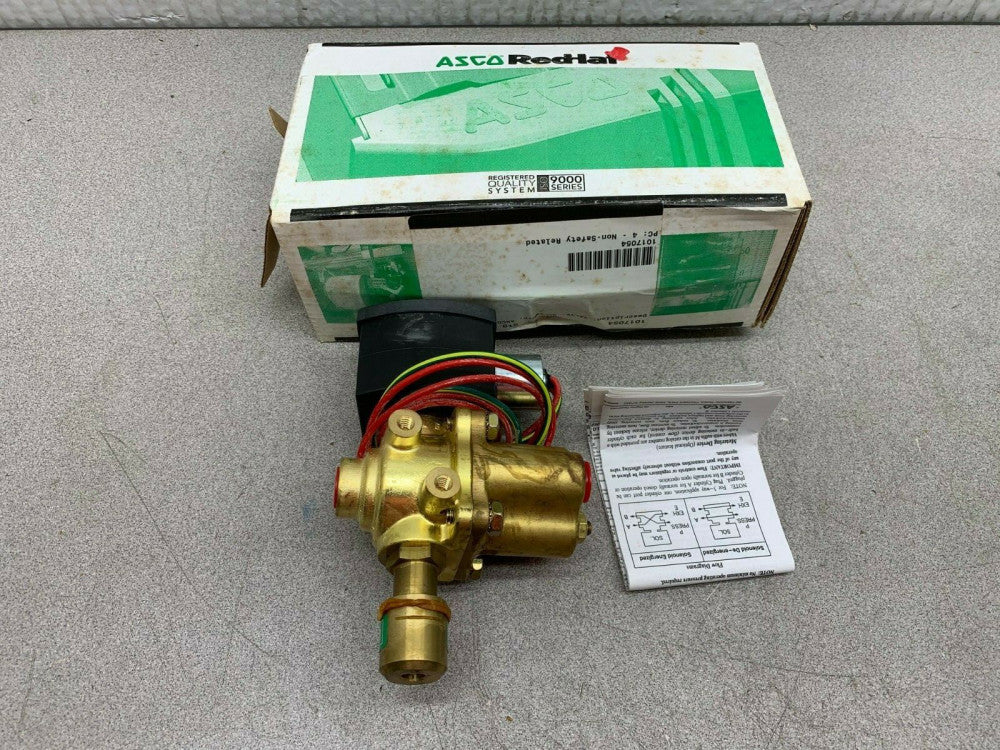 NEW IN BOX ASCO RED HAT SOLENOID VALVE 1/4" PIPE 120V. COIL EF8342G001MM0