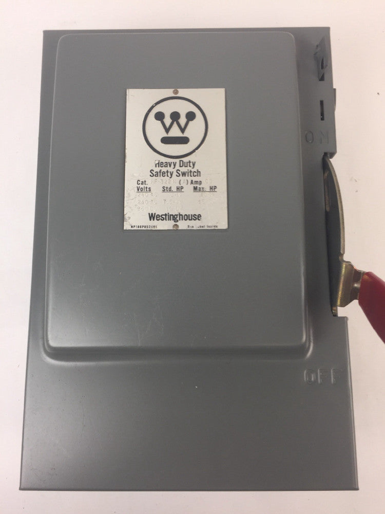 WESTINGHOUSE HF322N HEAVY DUTY FUSIBLE SAFETY SWITCH 60A 240VAC 250VDC 