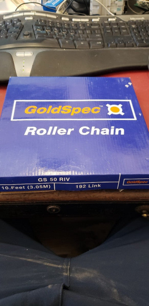 NEW GOLDSPEC GS 50 RIV ROLLER CHAIN 10' 10FT 192 LINK W/ CONNECTOR LINK ( GD)