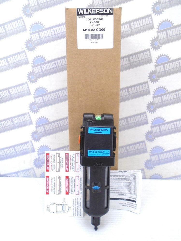 WILKERSON - M18-02-CG00 - COALESCING FILTER - 1/4"NPT - 0.01m - 150psi 85cfm NEW