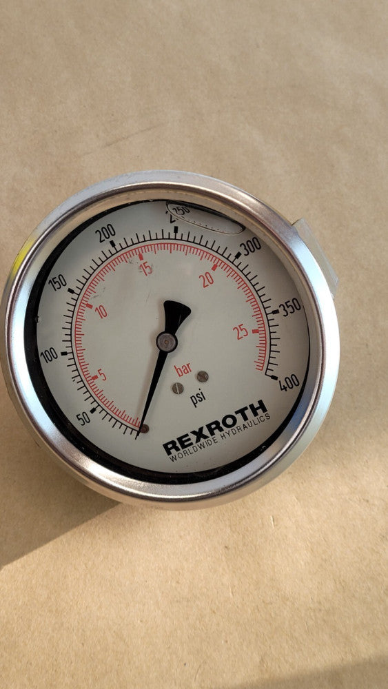 Rexroth R978866001 Gauge 4" 400PSI Liquid Filled - cracked lens