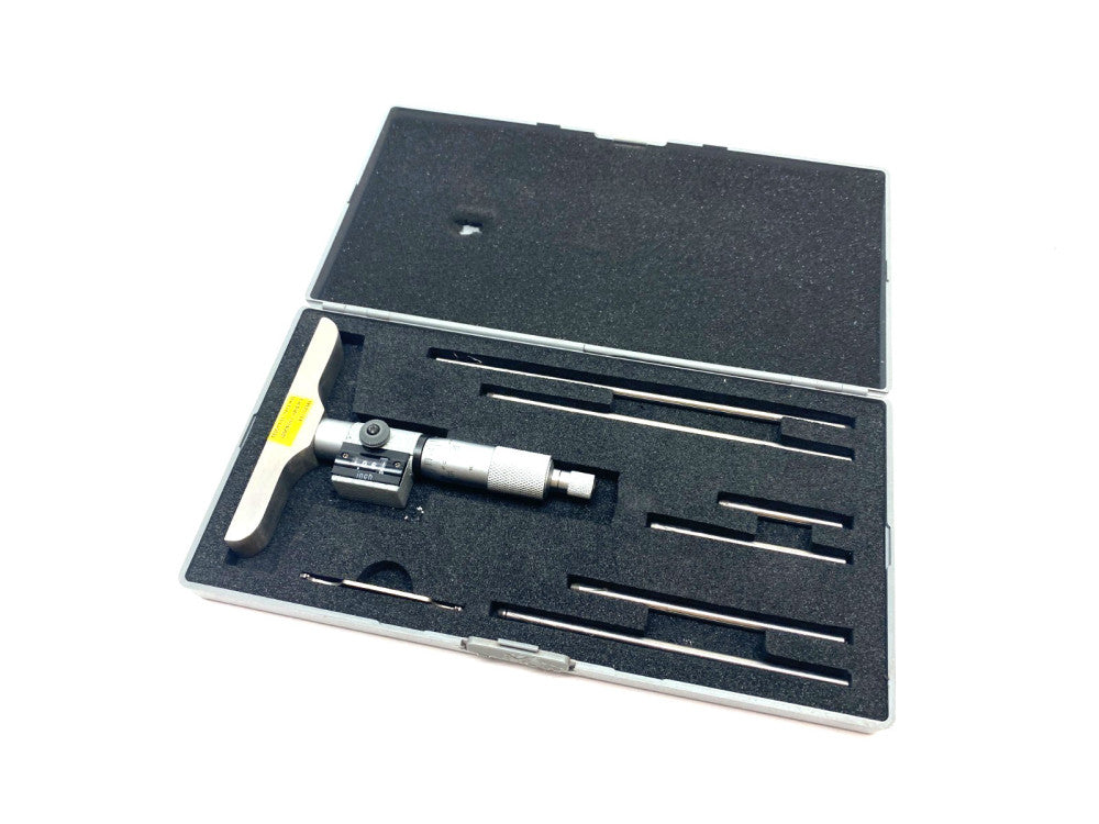 SPI 17-821-0 Mechanical Depth Micrometer 0-6" Rod Set, Ratchet Stop Thimble