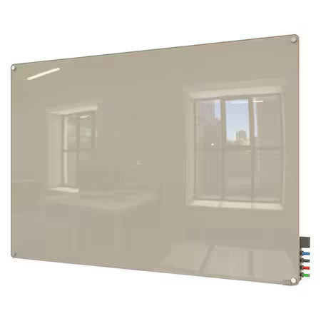 Ghent Hmyrm34gy Dry Erase Board, Glass, 36 In, 48 In, No Frame Frame, Gray,