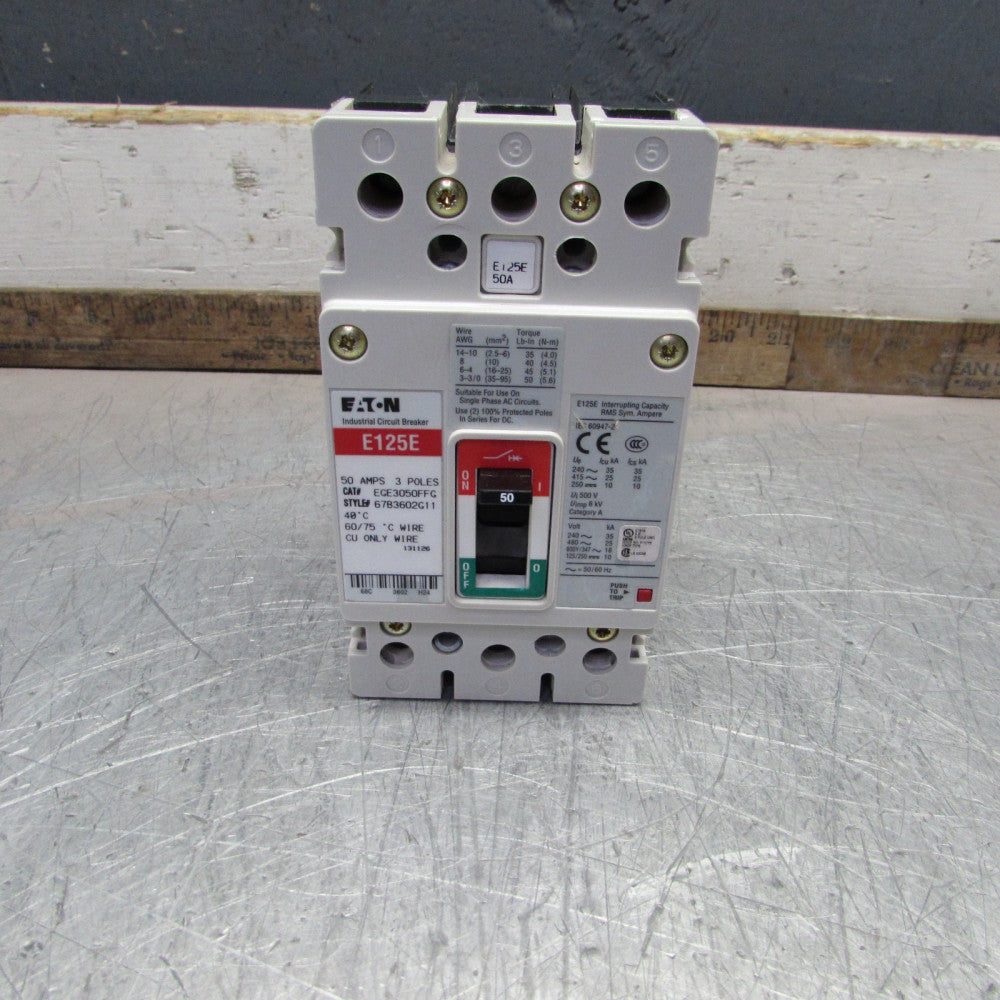 EATON EGE3050FFG , E125E CIRCUIT BREAKER, 3P/50A/480V,  MAKE OFFER!