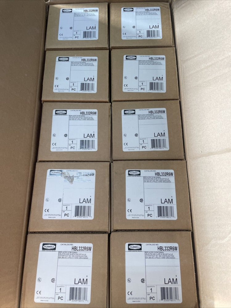 1) New! HUBBELL HBL332R6W Receptacle 32A-6h/220v 2P