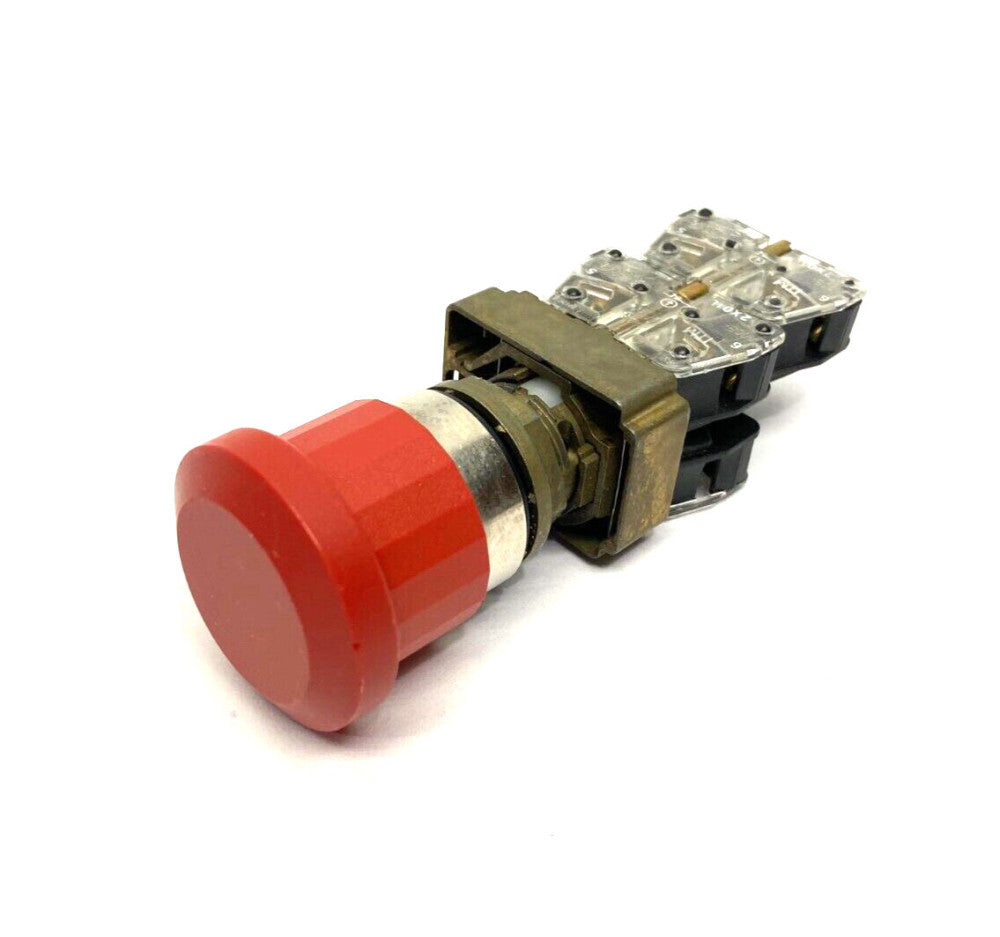 Push/Pull Emergency Stop Pushbutton, Red Mushroom Head, Metal Collar 22mm