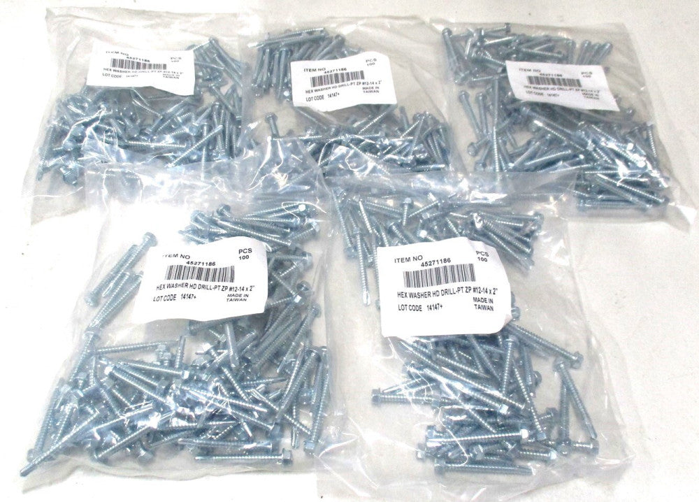 (45271186) #12-14 x 2" Hex Washer HD Drill Screw - Lot of 500