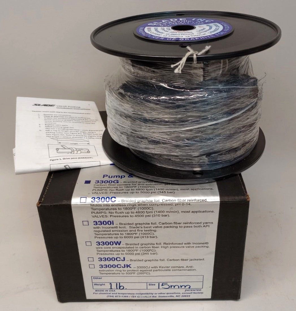 Slade 3300G 1LB 15mm Braided Graphite Foil Seal 1Lb Box Size 15mm