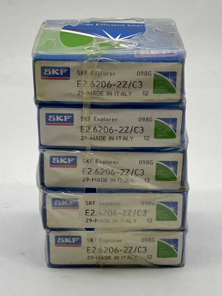 SKF E2.6206-2Z/C3 Deep Groove Ball Bearing, 30mm Bore 16mm Width Lot of 5
