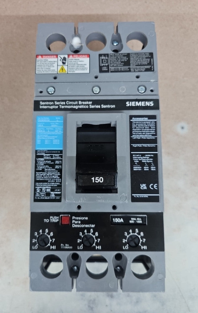 NEW SIEMENS FXD63B150 150 AMP CIRCUIT BREAKER 3 POLE 600 VAC