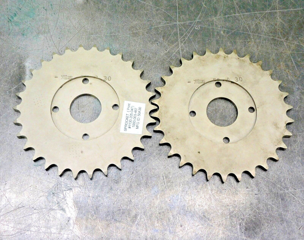 Martin 50A30 A-Plate Roller Chain Sprocket #50 30 Teeth 1" Bore Lot of Two (2)