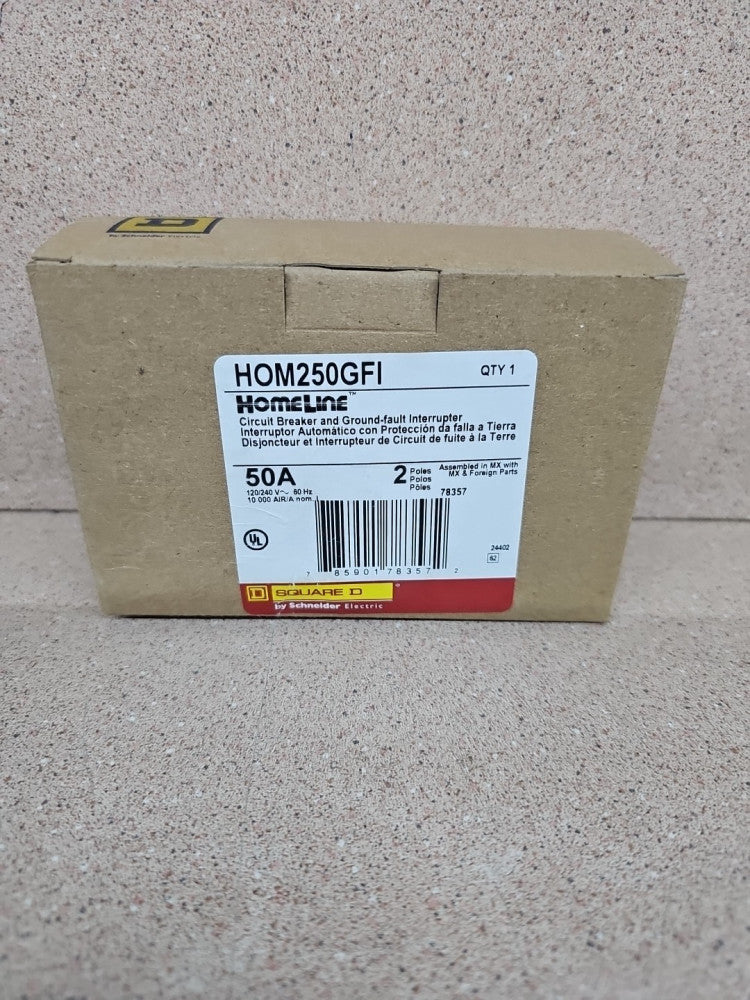 NEW Square D HOM250GFI Circuit Breaker 50A 2P 120/240V